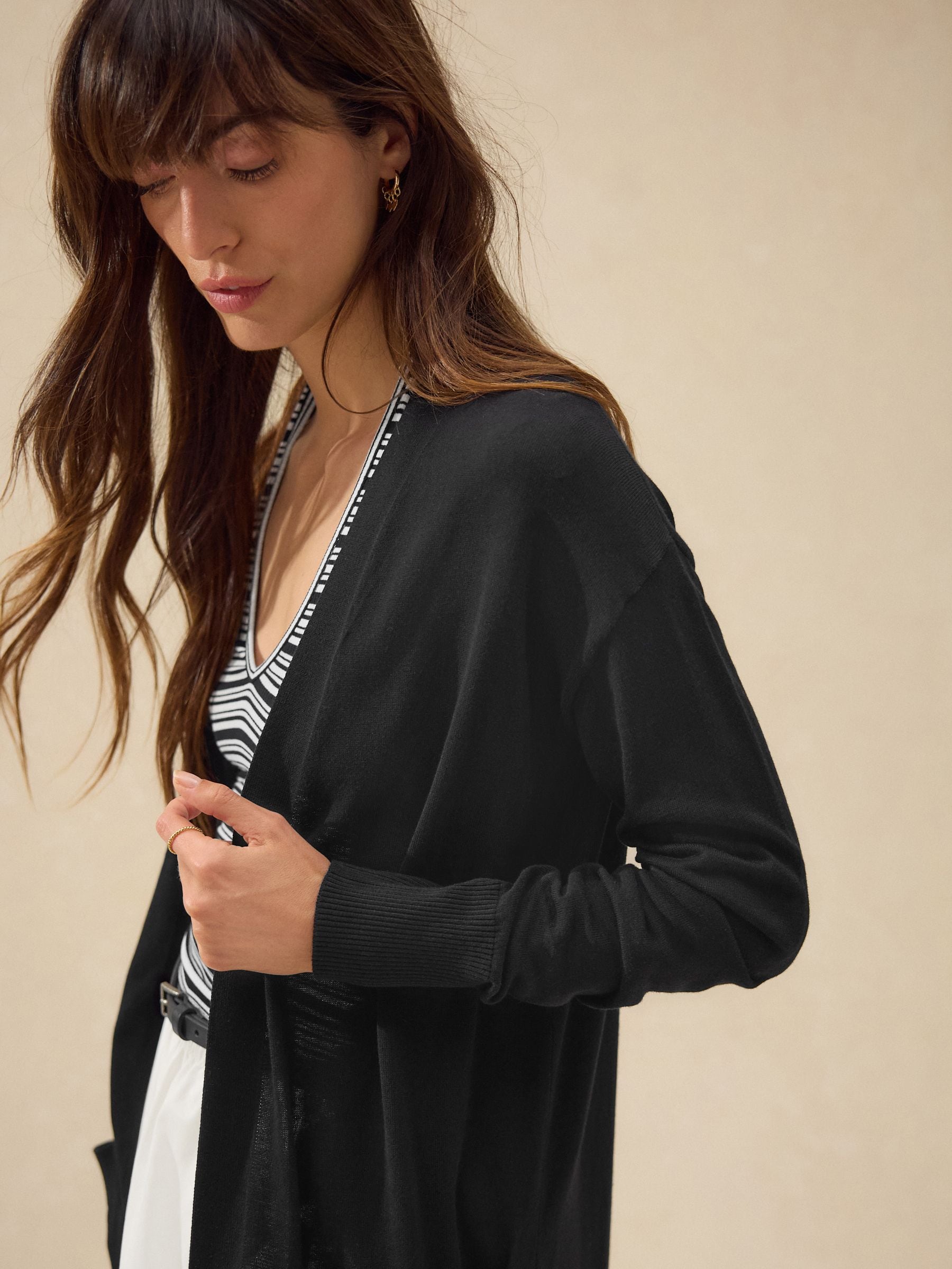 Buy Black Soft Touch Cotton Rich Longline Cardigan from Next Canada
