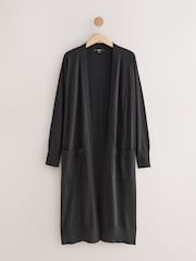 Black Soft Touch Longline Cardigan With Cotton - Image 5 of 7