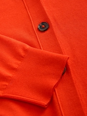 Bright Orange Soft Touch V-Neck Button Up Cardigan with Cotton - Image 6 of 7