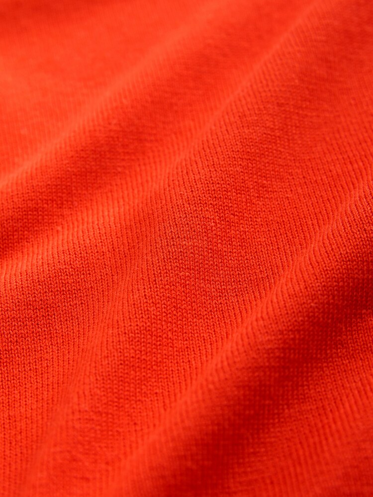 Bright Orange Soft Touch V-Neck Button Up Cardigan with Cotton - Image 7 of 7