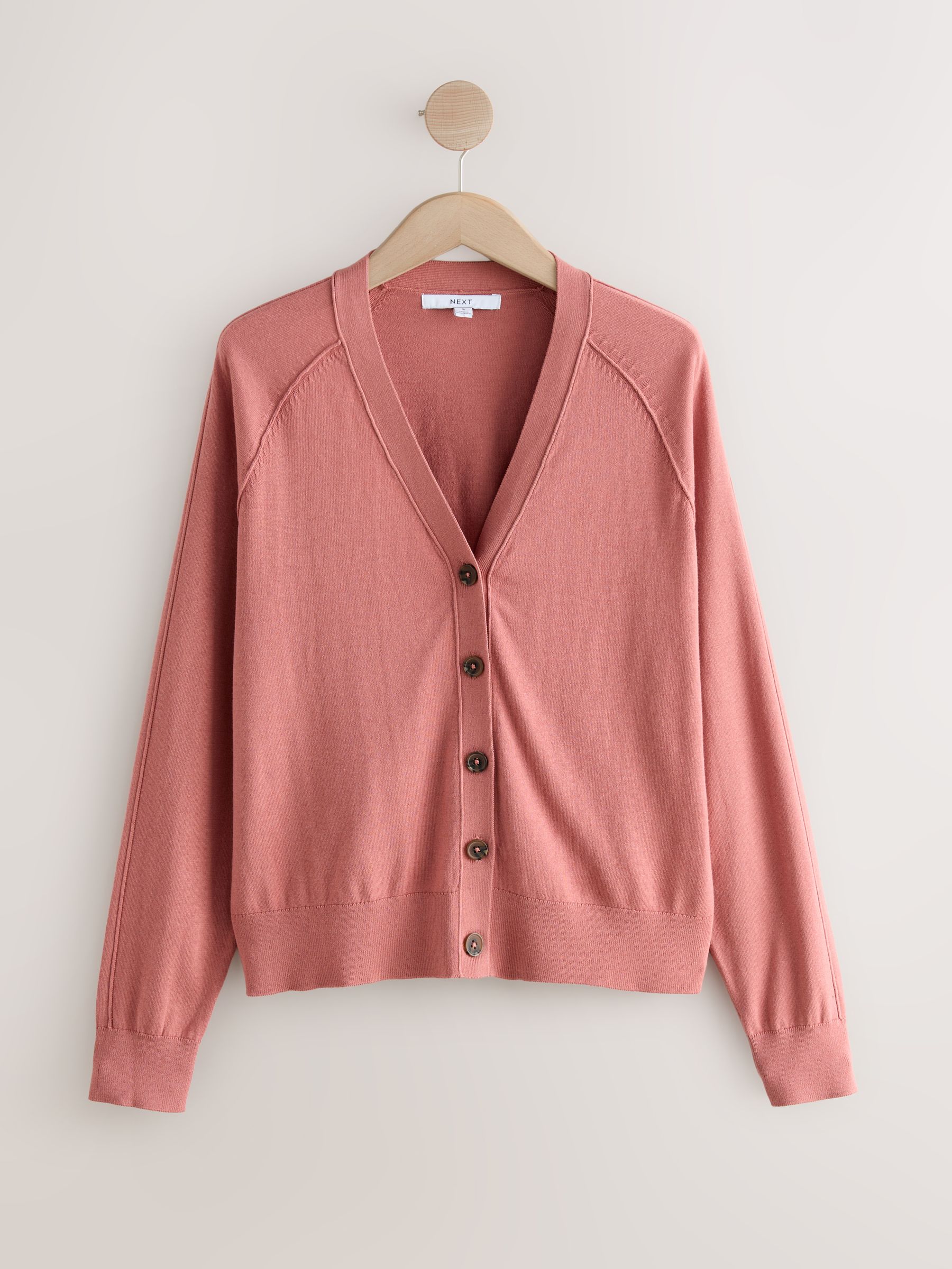 Buy Blush Pink Soft Touch V-Neck Cotton Rich Button Up Cardigan