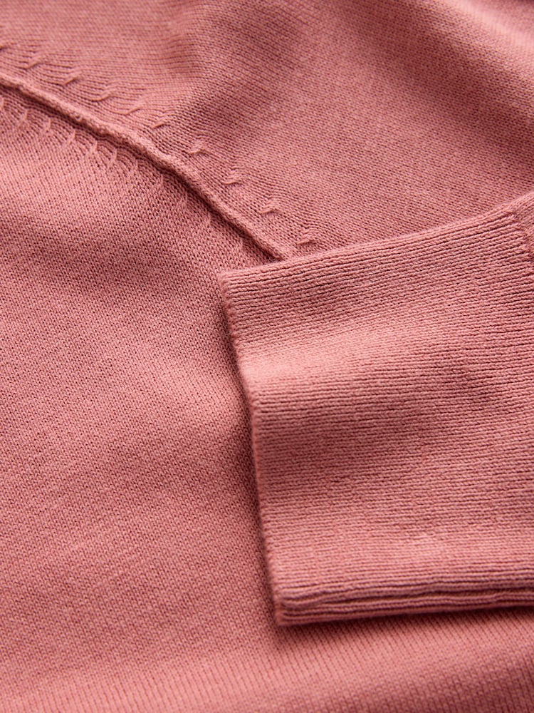 Blush Pink Soft Touch V-Neck Button Up Cardigan with Cotton - Image 7 of 7
