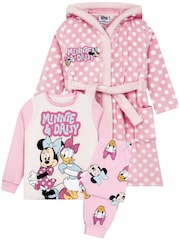 Character Pink Disney Minnie Mouse and Daisy Duck Pyjamas And Dressing Gown - Image 1 of 11