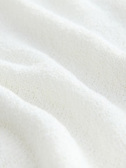 White Textured Skinny Rib Crew Neck Cardigan - Image 8 of 9