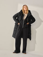 Black Shower Resistant Padded Hooded Coat - Image 1 of 9
