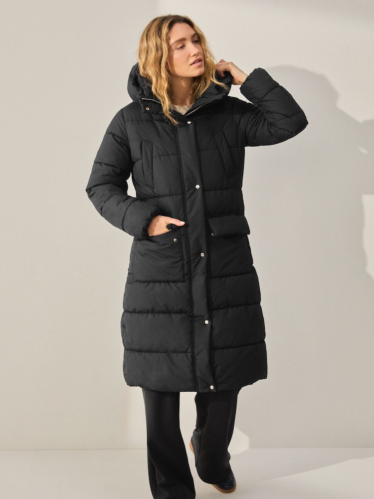 Black Shower Resistant Padded Hooded Coat - Image 2 of 9