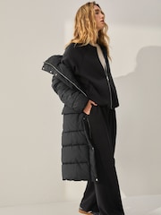 Black Shower Resistant Padded Hooded Coat - Image 4 of 9
