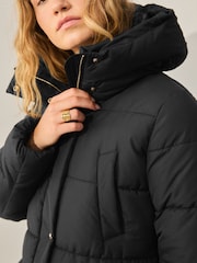 Black Shower Resistant Padded Hooded Coat - Image 5 of 9