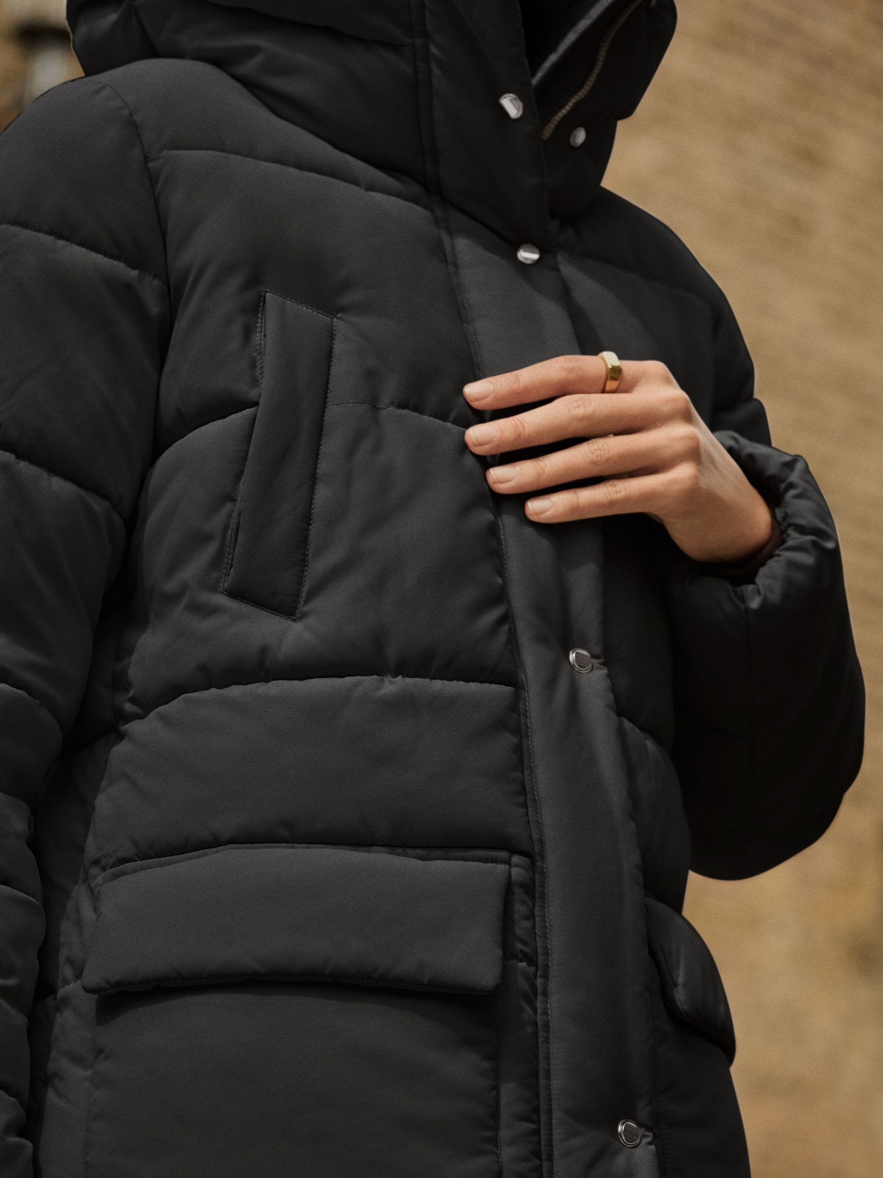 Buy Black Shower Resistant Padded Hooded Longline Coat from Next