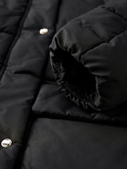 Black Shower Resistant Padded Hooded Coat - Image 8 of 9
