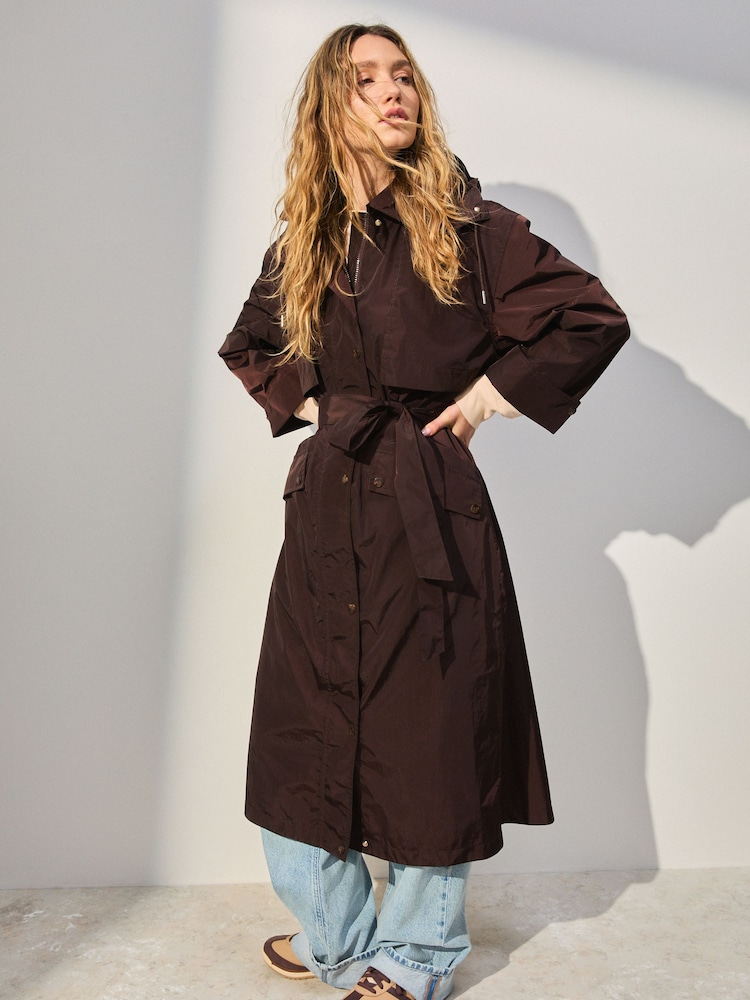 Chocolate Brown Waterproof Trench Coat - Image 1 of 5