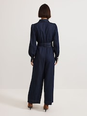 Phase Eight Blue Gemma Denim Collared Jumpsuit - Image 2 of 7