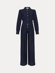 Phase Eight Blue Gemma Denim Collared Jumpsuit - Image 7 of 7