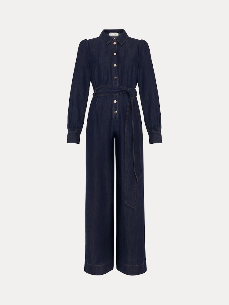 Phase Eight Blue Gemma Denim Collared Jumpsuit - Image 7 of 7