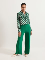 Phase Eight Green Aubrielle Petite Wide Leg Trousers - Image 1 of 4