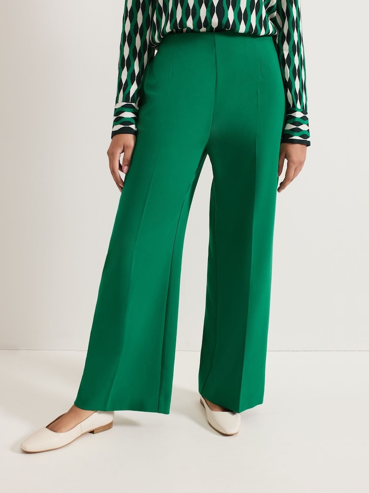 Phase Eight Green Aubrielle Petite Wide Leg Trousers - Image 2 of 4