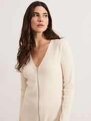 Phase Eight Natural Ella Maxi Zip Ribbed Dress - Image 4 of 7