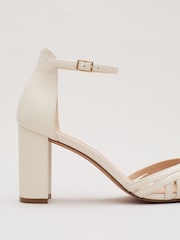 Phase Eight White Leather Strappy Block Heel Sandals - Image 4 of 6