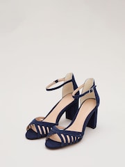 Phase Eight Blue Suede Strappy Block Heel Sandals - Image 2 of 6