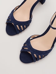Phase Eight Blue Suede Strappy Block Heel Sandals - Image 4 of 6