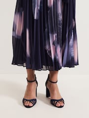 Phase Eight Blue Suede Strappy Block Heel Sandals - Image 6 of 6