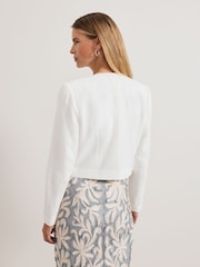 Phase Eight White Olivia Textured Short 100% Cotton Jacket - Image 2 of 5
