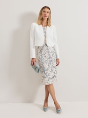 Phase Eight White Olivia Textured Short 100% Cotton Jacket - Image 3 of 5