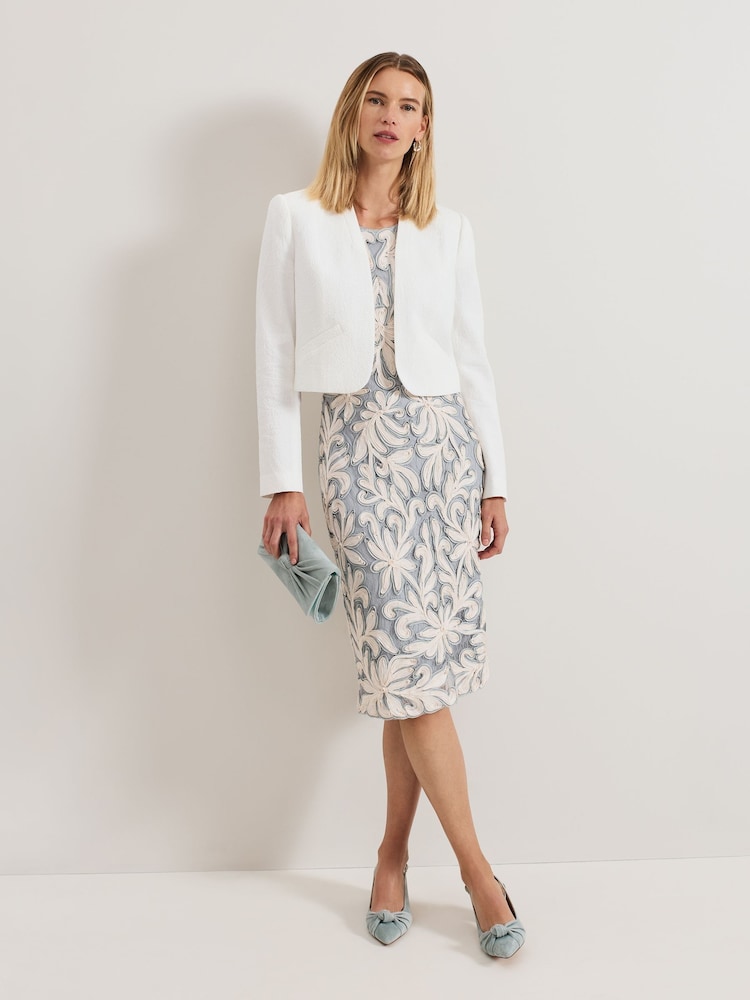 Phase Eight White Olivia Textured Short 100% Cotton Jacket - Image 3 of 5