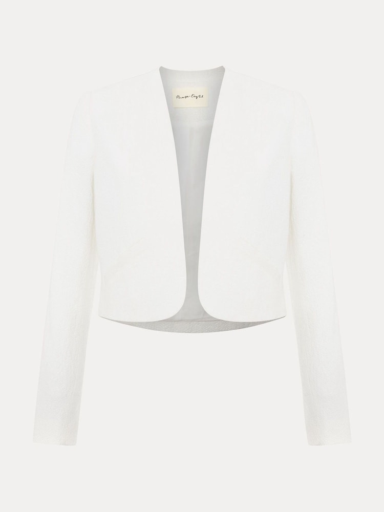 Phase Eight White Olivia Textured Short 100% Cotton Jacket - Image 5 of 5