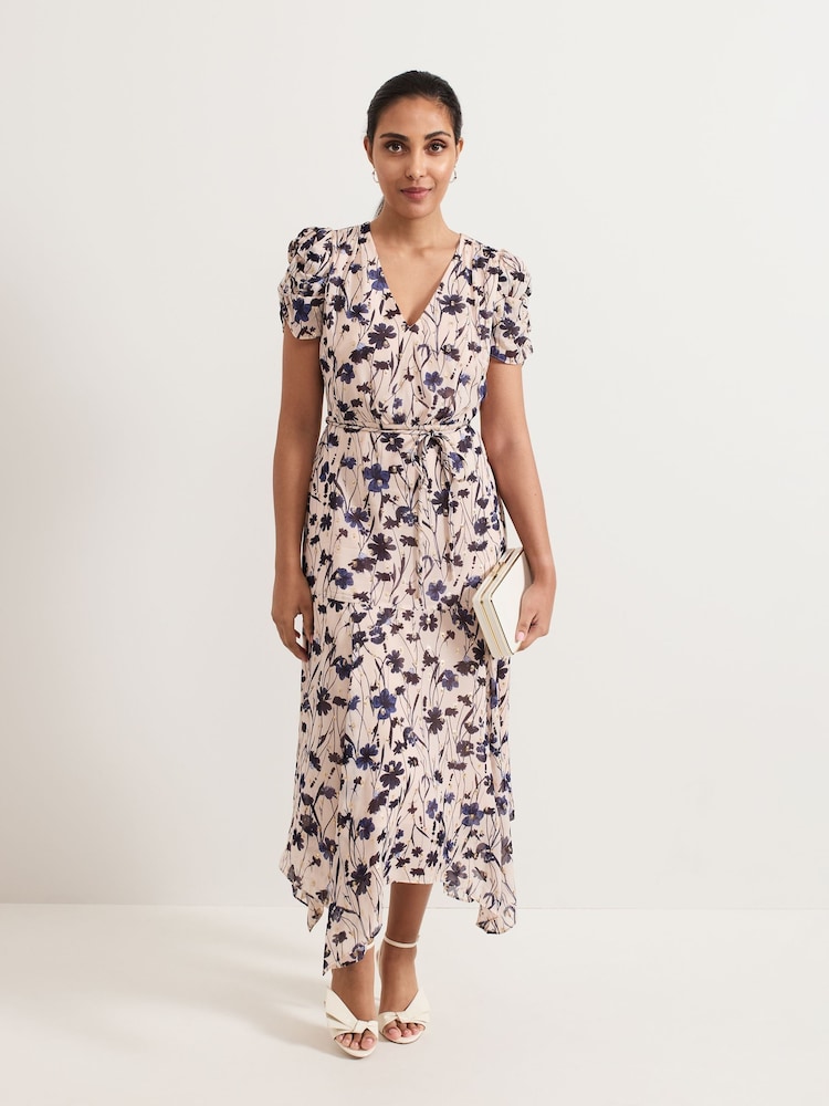 Phase Eight Natural Petite Verity Filcoupe Floral Print Dress - Image 1 of 7