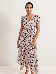 Phase Eight Natural Petite Verity Filcoupe Floral Print Dress - Image 3 of 7
