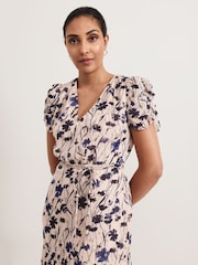 Phase Eight Natural Petite Verity Filcoupe Floral Print Dress - Image 4 of 7