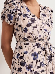 Phase Eight Natural Petite Verity Filcoupe Floral Print Dress - Image 6 of 7