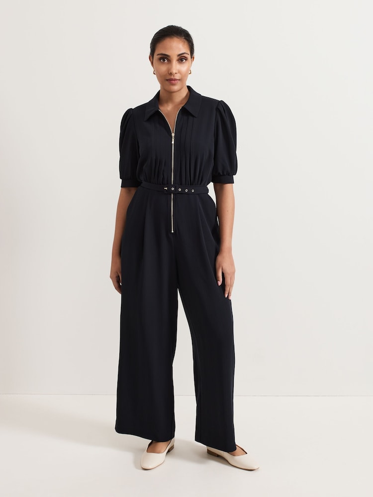 Phase Eight Blue Petite Candice Zip Jumpsuit - Image 1 of 5