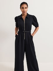 Phase Eight Blue Petite Candice Zip Jumpsuit - Image 3 of 5