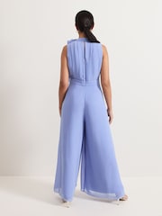 Phase Eight Blue Petite Lucie Tie Neck Jumpsuit - Image 2 of 5