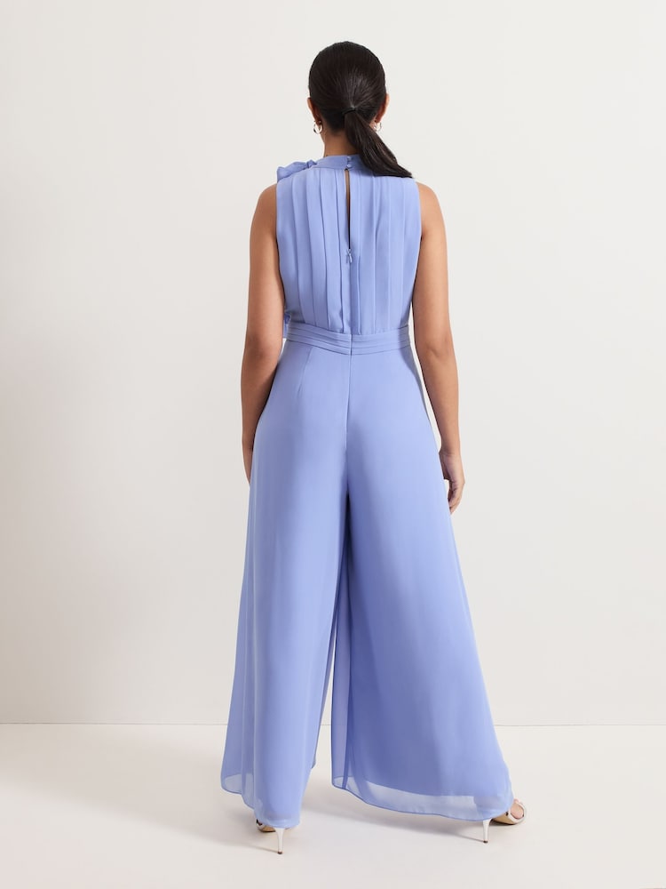 Phase Eight Blue Petite Lucie Tie Neck Jumpsuit - Image 2 of 5