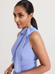 Phase Eight Blue Petite Lucie Tie Neck Jumpsuit - Image 4 of 5