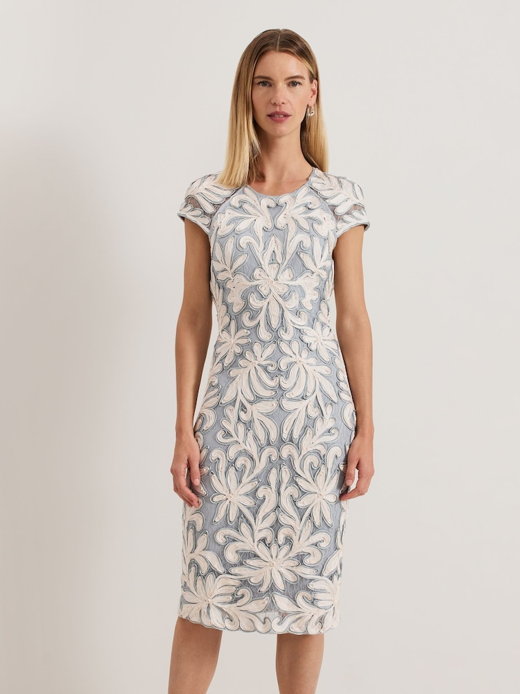 Phase Eight Blue Karima Tapework Midi Dress - Image 1 of 7