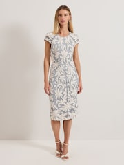 Phase Eight Blue Karima Tapework Midi Dress - Image 3 of 7