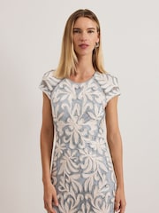 Phase Eight Blue Karima Tapework Midi Dress - Image 4 of 7