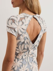Phase Eight Blue Karima Tapework Midi Dress - Image 6 of 7