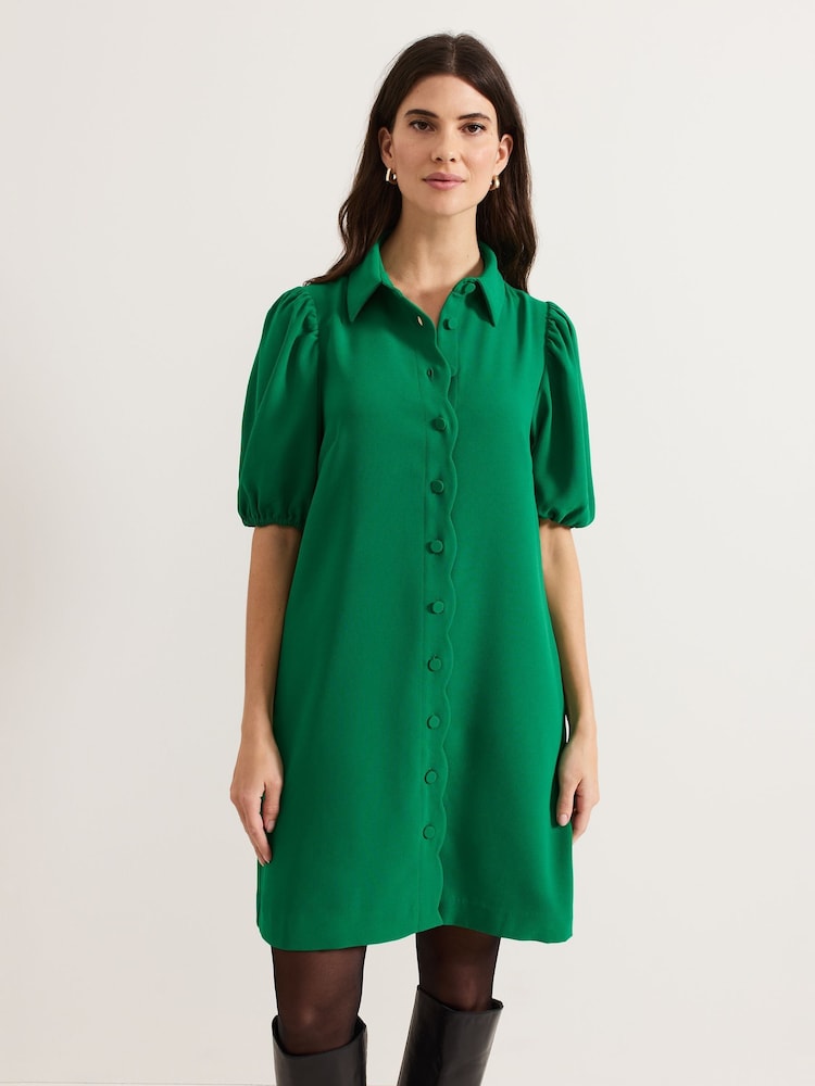 Verde - Phase Eight Candice Denim Scallop 100% Cotton Dress - Imagen 1 de 4