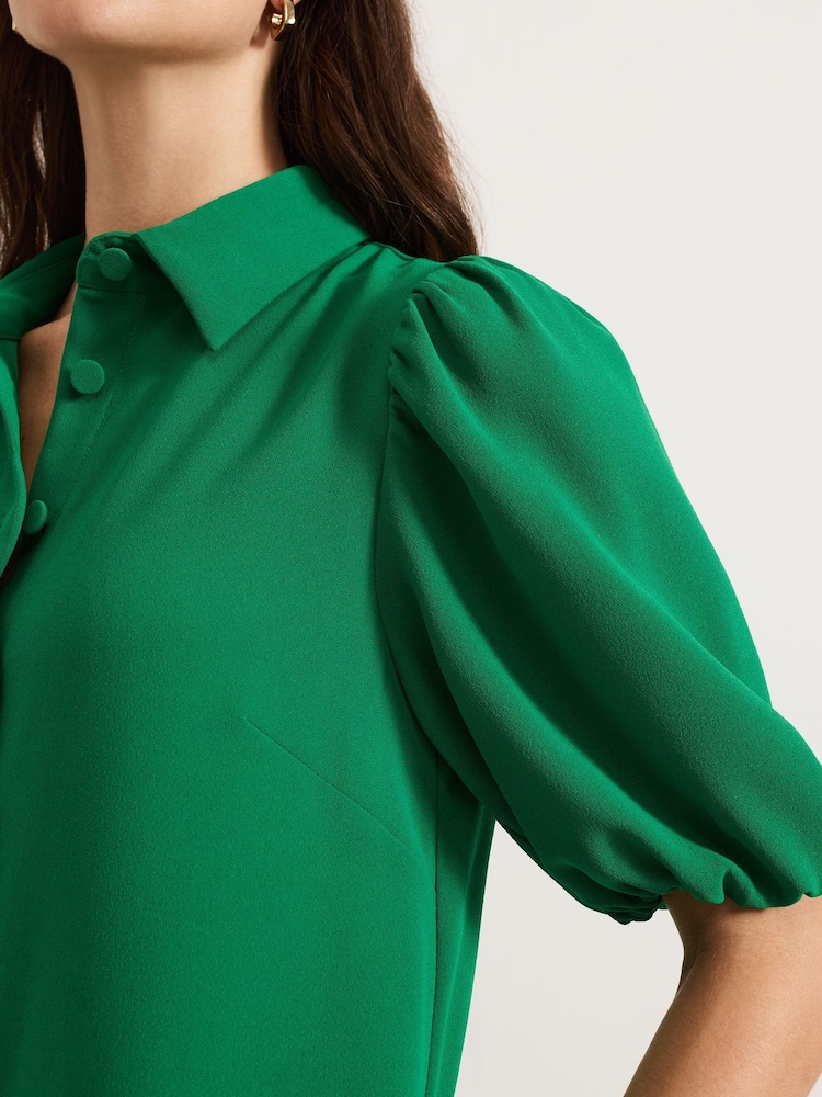 Verde - Phase Eight Candice Denim Scallop 100% Cotton Dress - Imagen 4 de 4