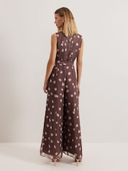 Phase Eight Brown Maxine Spot Chiffon Jumpsuit - Image 2 of 5