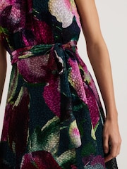 Phase Eight Natural Molly Silk Mix Floral Textured Maxi Dress - Image 6 of 7