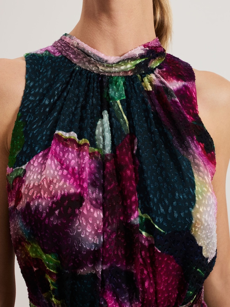 Phase Eight Natural Molly Silk Mix Floral Textured Maxi Dress - Image 7 of 7