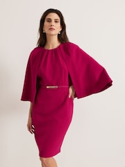 Phase Eight Pink Veronica Cape Belted Midi Dress - Image 1 of 5