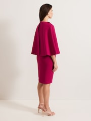 Phase Eight Pink Veronica Cape Belted Midi Dress - Image 2 of 5