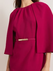 Phase Eight Pink Veronica Cape Belted Midi Dress - Image 4 of 5